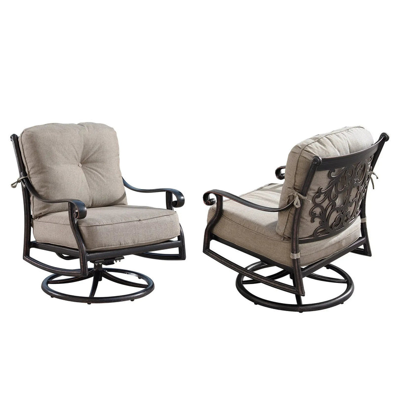 Aluminum 32-in Square Patio Fire Table Set with Swivel Rocking Chairs by Sharicks