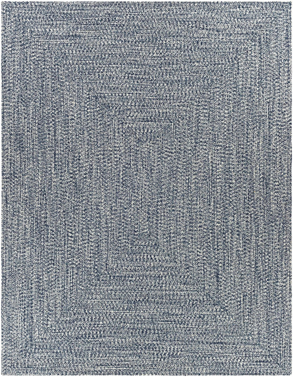 Blue Braided Faux Jute Outdoor Rug