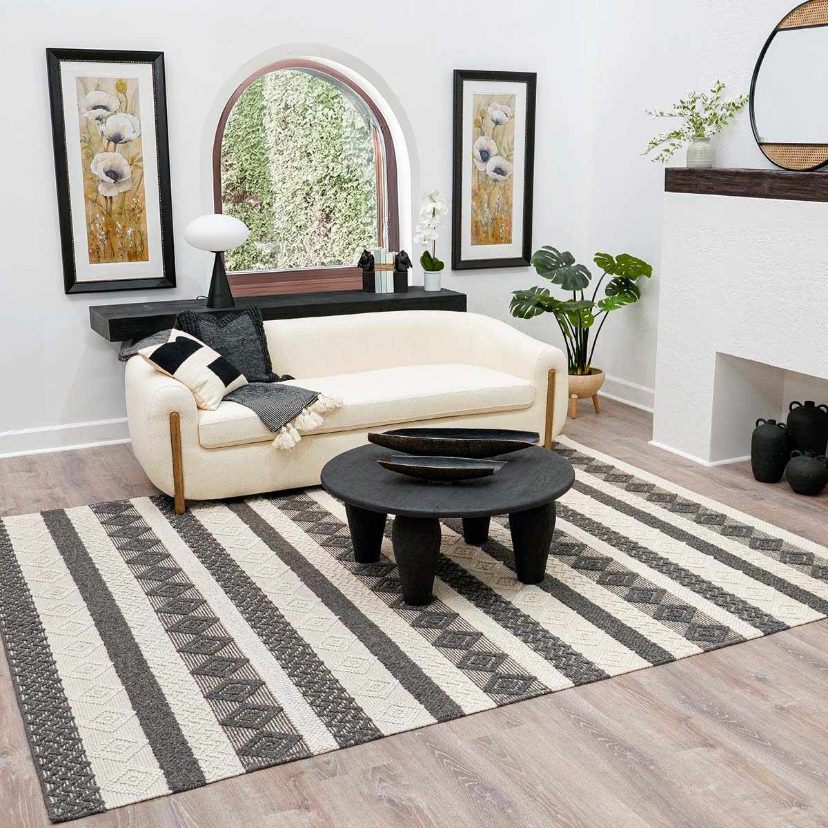 Whittington Black&White Wool Rug - Clearance, installed in a room 2