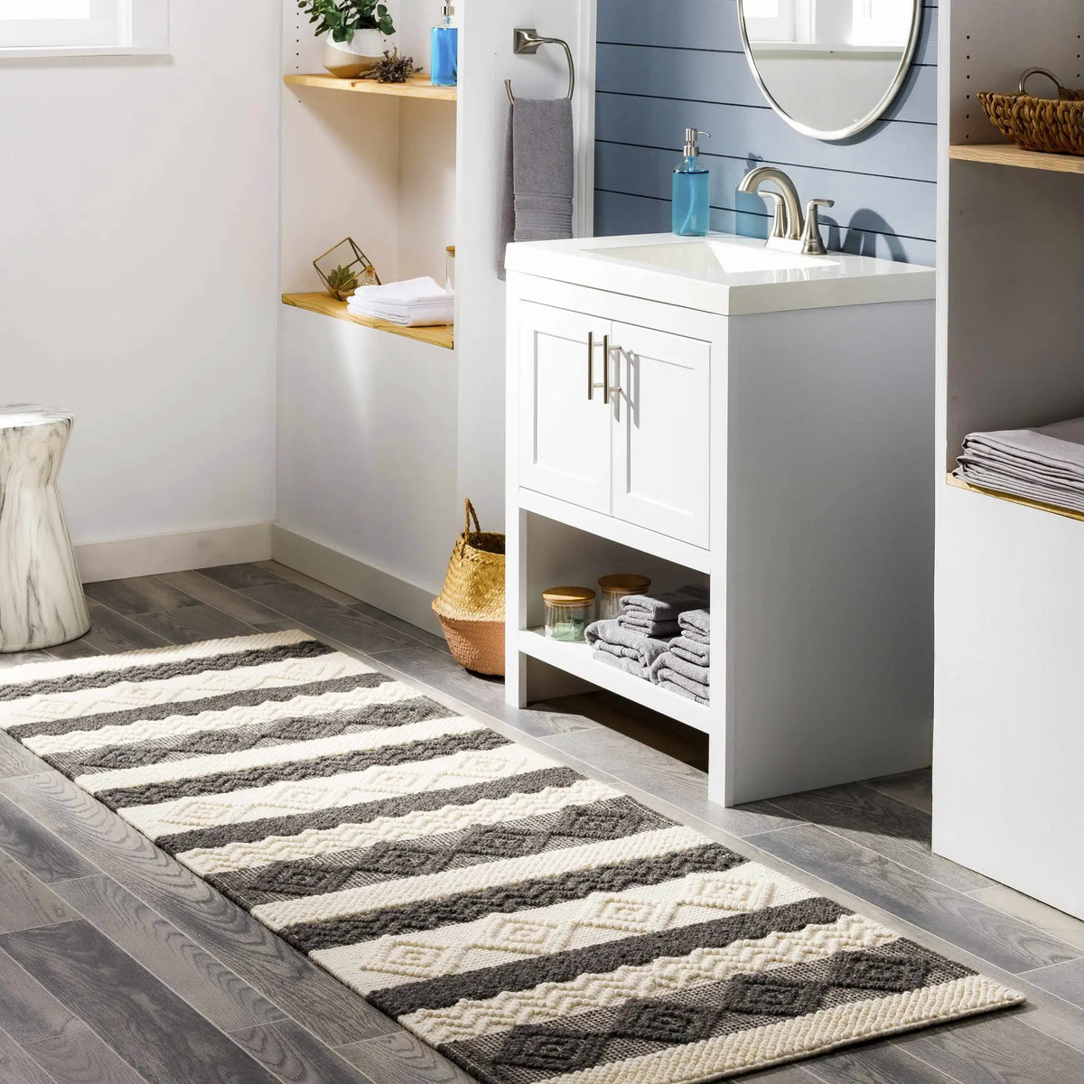 Whittington Black&White Wool Rug - Clearance, installed in a room