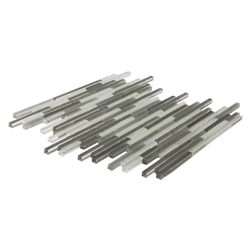 Gray 12x12 Glossy Matte Textured Brick Glass Mosaic Tile (5 pack, 4.83 sq ft/case) by Apollo Tile