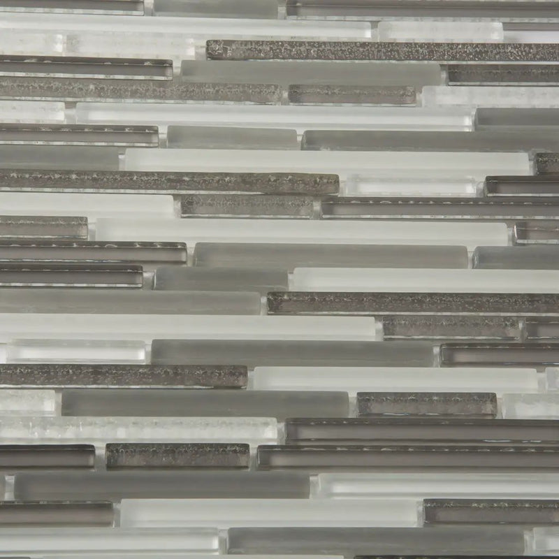 Gray 12x12 Glossy Matte Textured Brick Glass Mosaic Tile (5 pack, 4.83 sq ft/case) by Apollo Tile