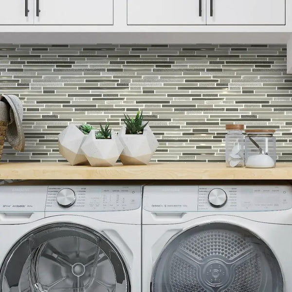 Beige 12x12 Glossy Matte Textured Brick Glass Mosaic Tile (5 pack, 4.83 sq ft/case)