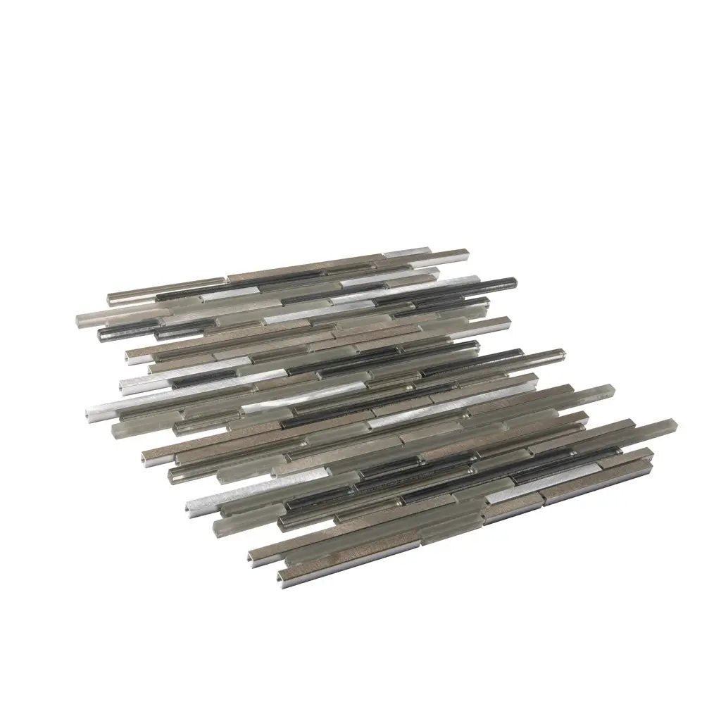 Gray 12x12 Glossy Matte Brick Glass Metal Mosaic Tile (5 pack, 4.83 sq ft/case) by Apollo Tile