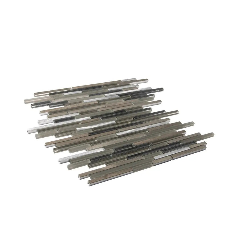 Gray 12x12 Glossy Matte Brick Glass Metal Mosaic Tile (5 pack, 4.83 sq ft/case) by Apollo Tile