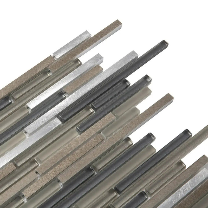 Gray 12x12 Glossy Matte Brick Glass Metal Mosaic Tile (5 pack, 4.83 sq ft/case) by Apollo Tile