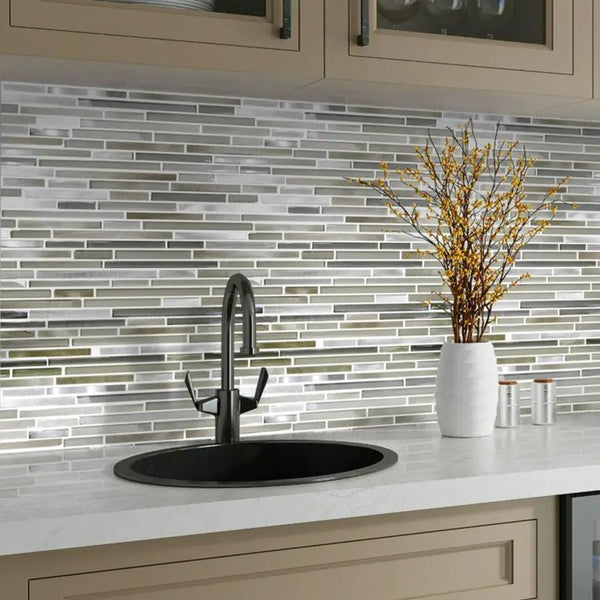 Gray 12x12 Glossy Matte Brick Glass Metal Mosaic Tile (5 pack, 4.83 sq ft/case)
