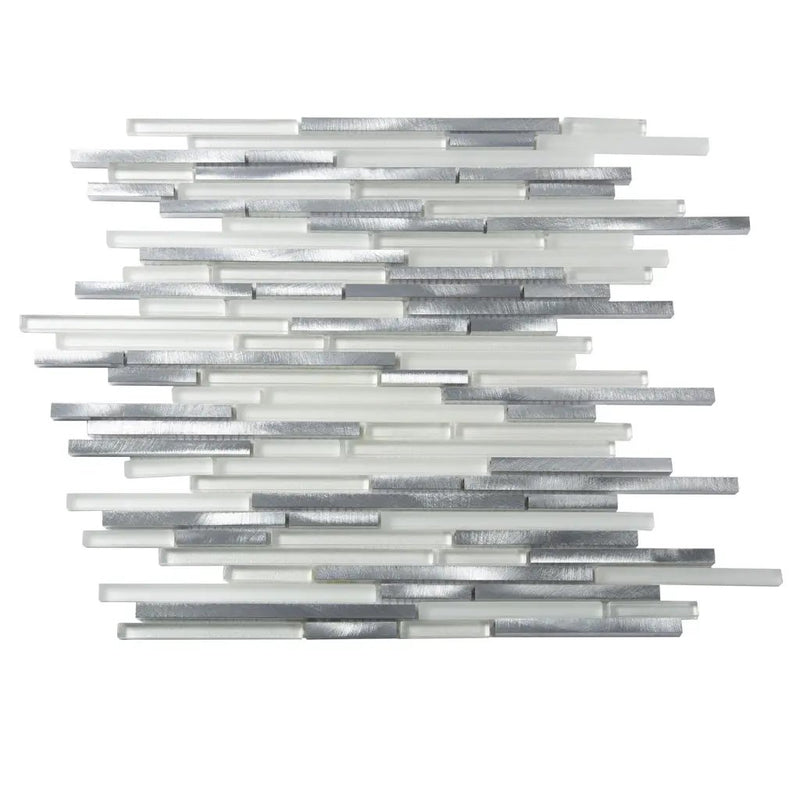 White 12x12 Glossy Matte Brick Glass Metal Mosaic Tile (5 pack, 4.83 sq ft/case) by Apollo Tile