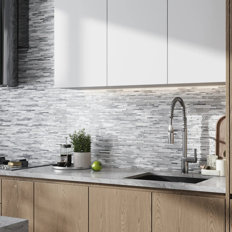 White 12x12 Glossy Matte Brick Glass Metal Mosaic Tile (5 pack, 4.83 sq ft/case) by Apollo Tile