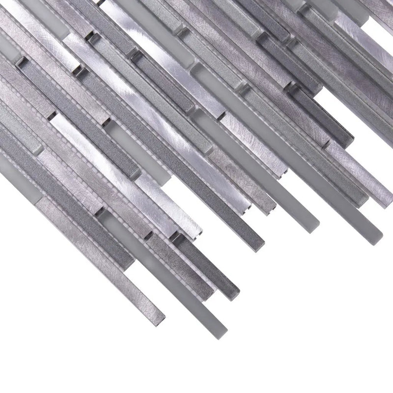 Gray 12x12 Glossy Matte Brick Glass Metal Mosaic Tile (5 pack, 4.83 sq ft/case) by Apollo Tile