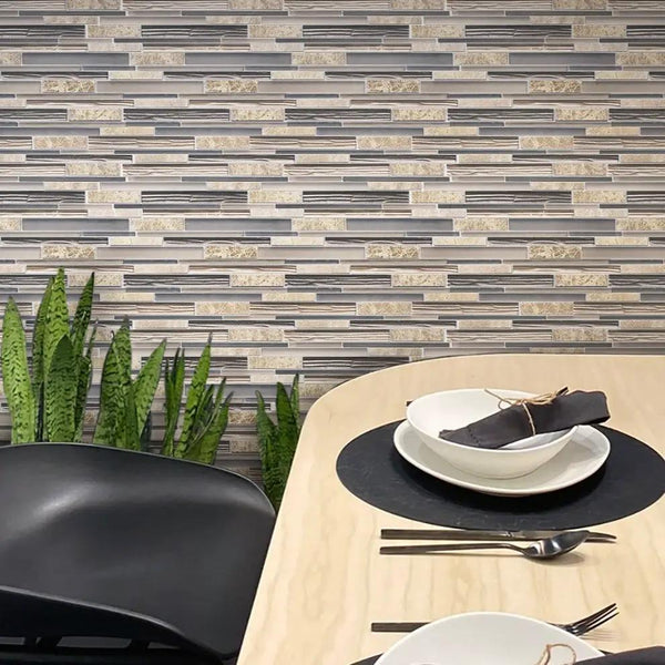 Gray Beige 12x12 Polished Matte Brick Glass Stone Mosaic Tile (5 pack, 4.83 sq ft/case)