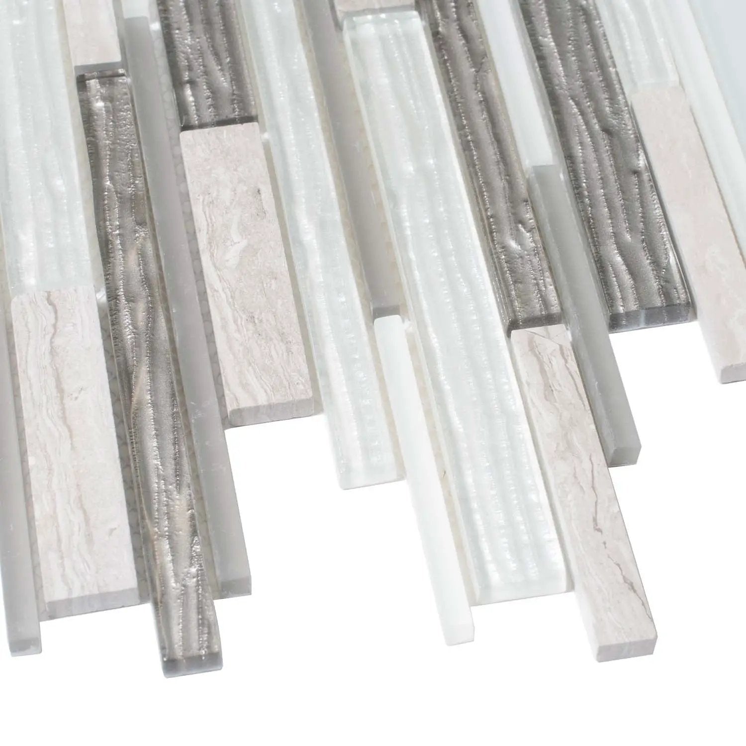 Gray White 12x12 Polished Matte Brick Glass Stone Mosaic Tile (5 pack, 4.83 sq ft/case) by Apollo Tile