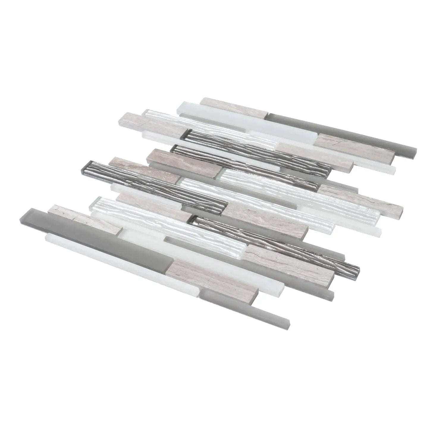 Gray White 12x12 Polished Matte Brick Glass Stone Mosaic Tile (5 pack, 4.83 sq ft/case) by Apollo Tile
