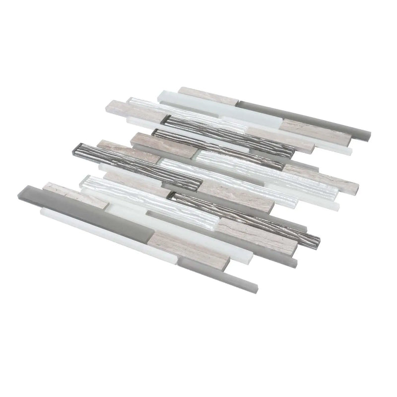 Gray White 12x12 Polished Matte Brick Glass Stone Mosaic Tile (5 pack, 4.83 sq ft/case) by Apollo Tile