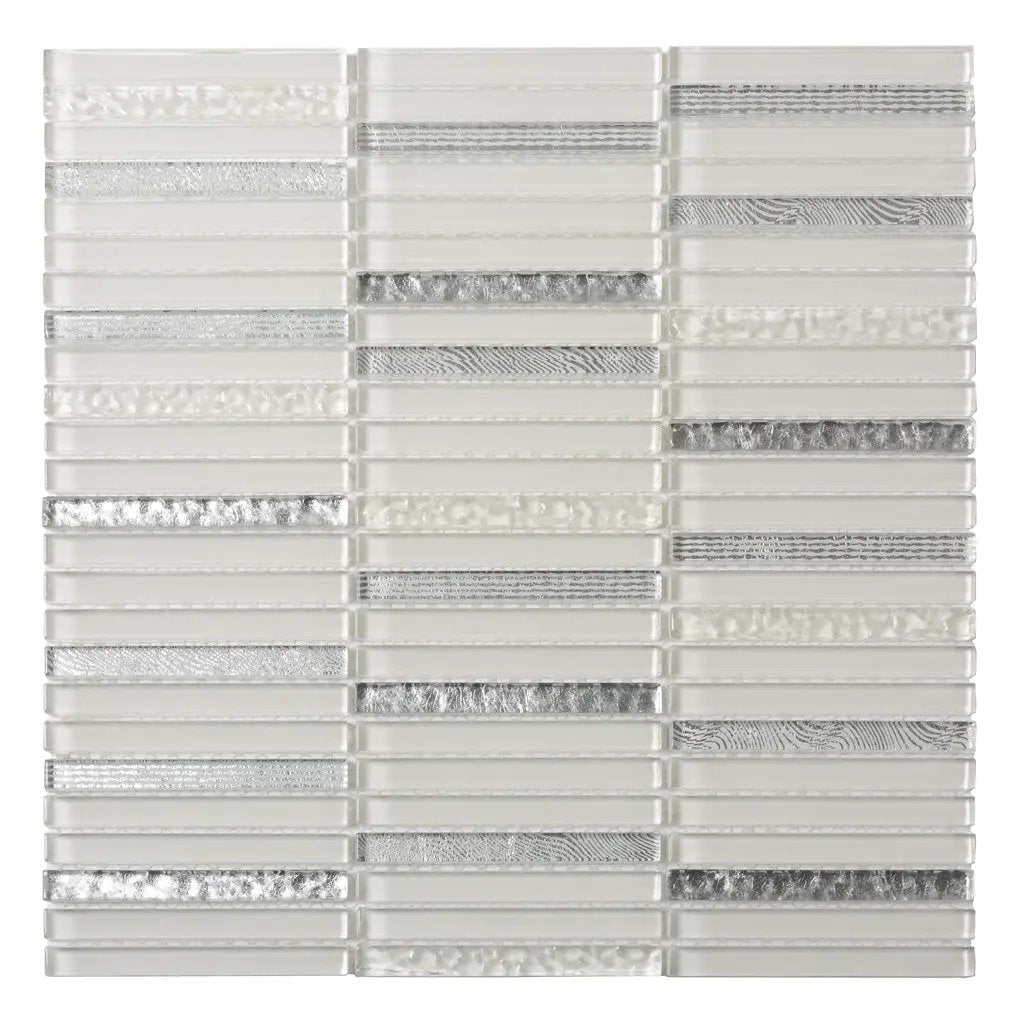 White 12x12 Glossy Brick Glass Mosaic Tile (5 pack, 4.83 sq ft/case) by Apollo Tile