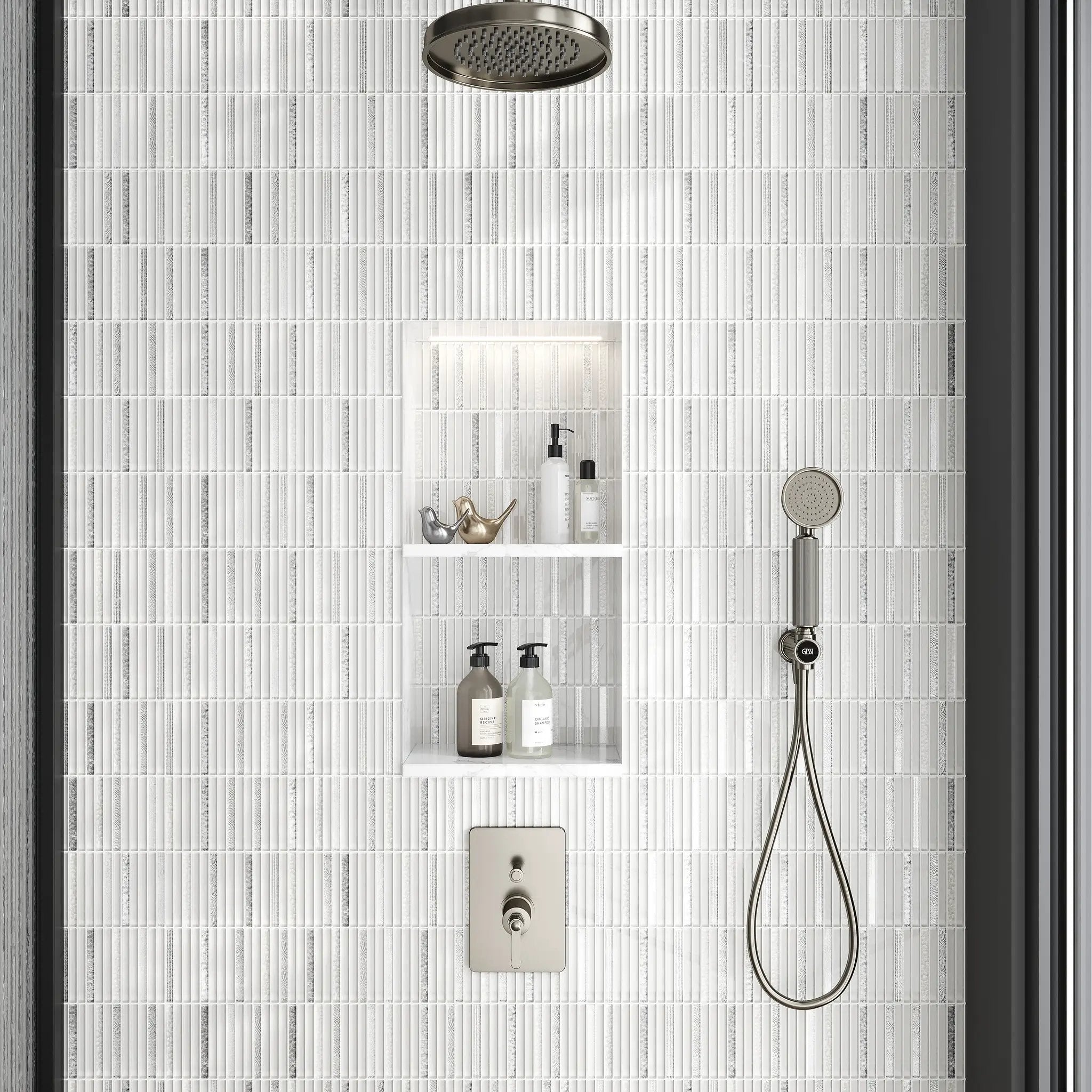 White 12x12 Glossy Brick Glass Mosaic Tile (5 pack, 4.83 sq ft/case) by Apollo Tile