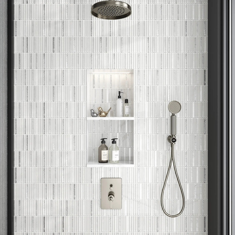 White 12x12 Glossy Brick Glass Mosaic Tile (5 pack, 4.83 sq ft/case) by Apollo Tile