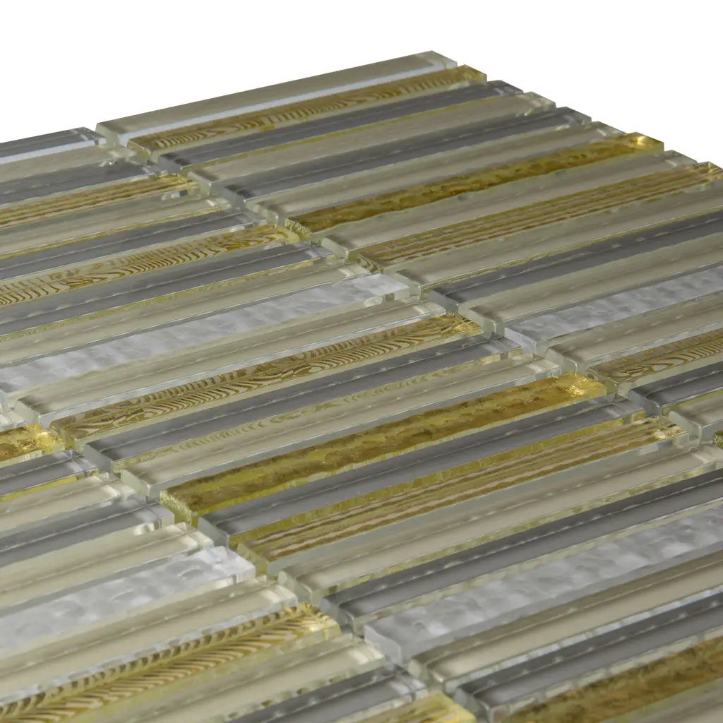 Gold 12x12 Glossy Brick Glass Mosaic Tile (5 pack, 4.83 sq ft/case) by Apollo Tile
