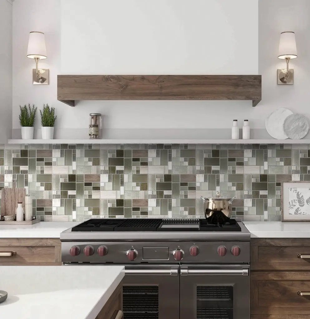 Light Gray 12x12 Polished Matte Textured Multi-shaped Glass Stone Mosaic Tile (5 pack, 4.75 sq ft/case) by Apollo Tile