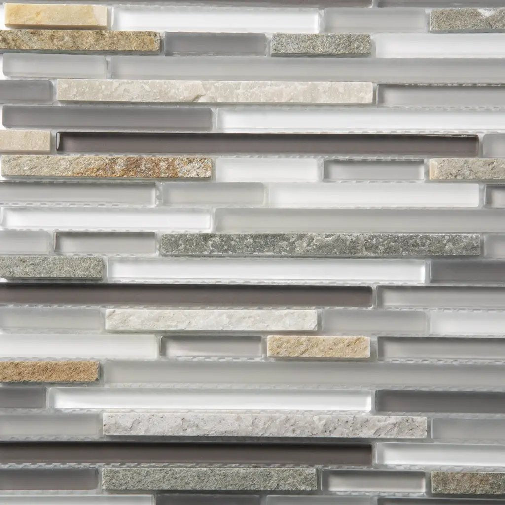 Gray 12x12 Glossy Matte Textured Brick Glass Stone Mosaic Tile (5 pack, 4.83 sq ft/case) by Apollo Tile