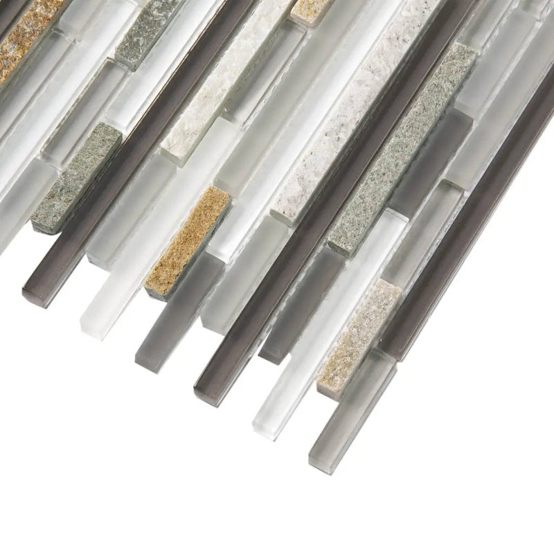 Gray 12x12 Glossy Matte Textured Brick Glass Stone Mosaic Tile (5 pack, 4.83 sq ft/case) by Apollo Tile