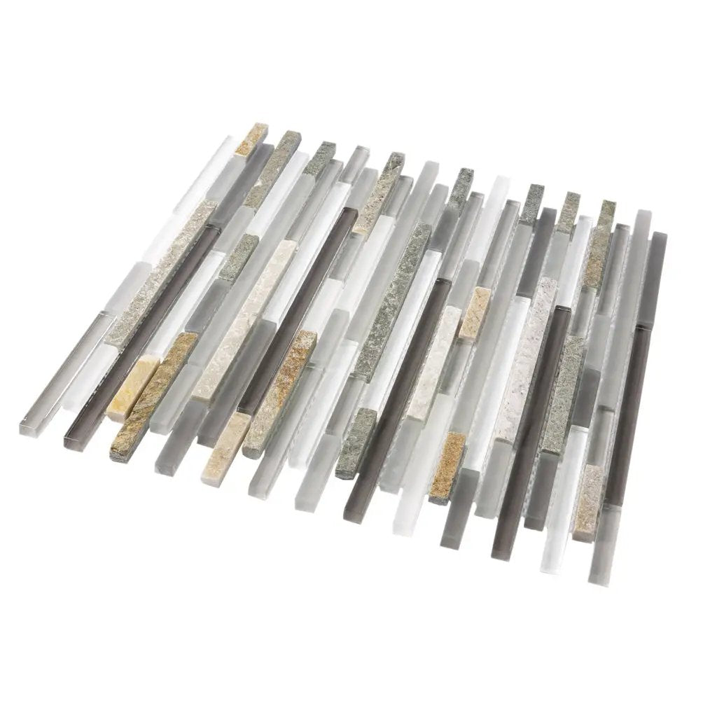 Gray 12x12 Glossy Matte Textured Brick Glass Stone Mosaic Tile (5 pack, 4.83 sq ft/case) by Apollo Tile