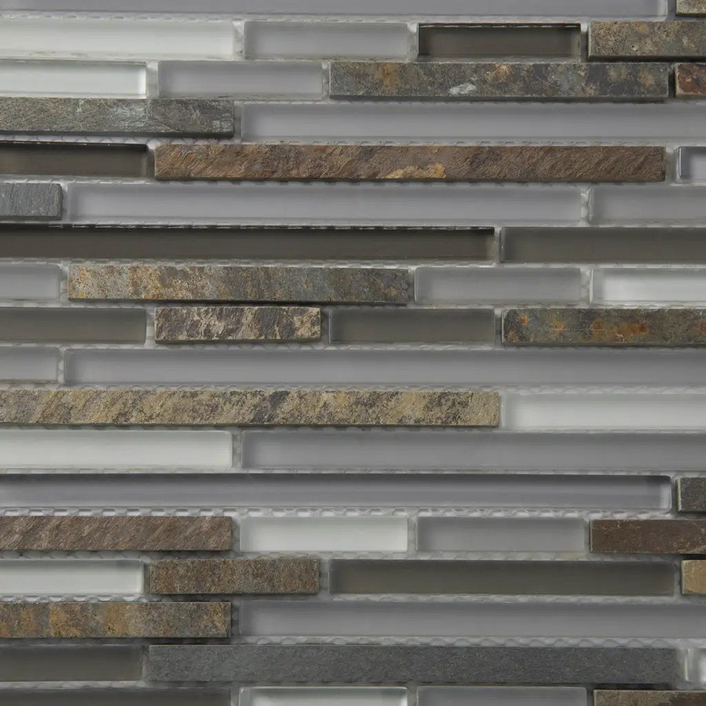 Gray Brown 12x12 Glossy Matte Textured Brick Glass Stone Mosaic Tile (5 pack, 4.83 sq ft/case) by Apollo Tile
