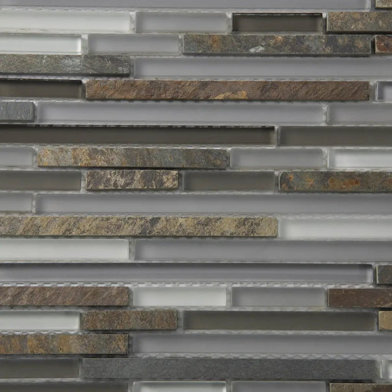 Gray Brown 12x12 Glossy Matte Textured Brick Glass Stone Mosaic Tile (5 pack, 4.83 sq ft/case) by Apollo Tile