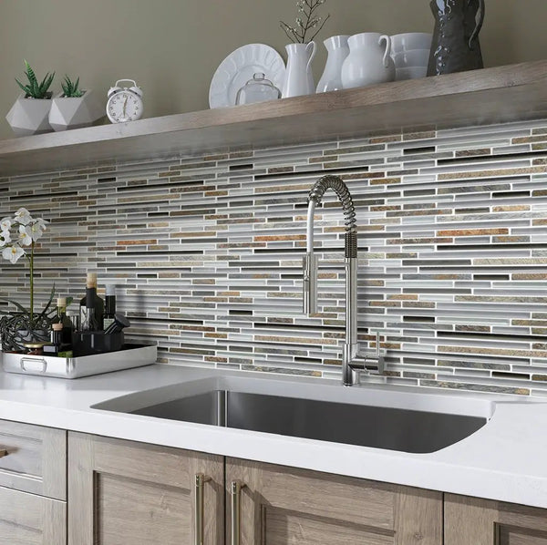 Gray Brown 12x12 Glossy Matte Textured Brick Glass Stone Mosaic Tile (5 pack, 4.83 sq ft/case)