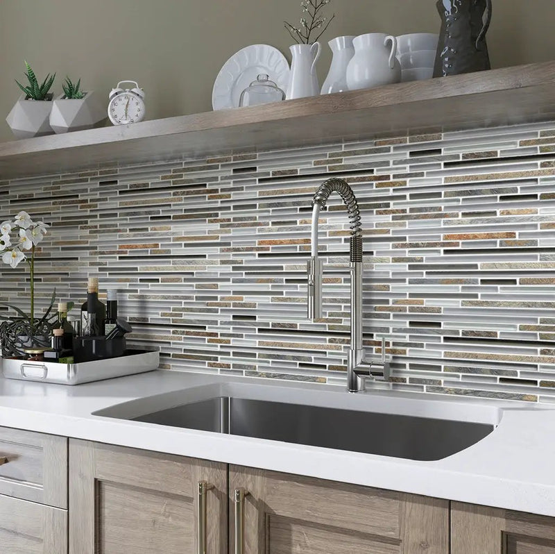 Gray Brown 12x12 Glossy Matte Textured Brick Glass Stone Mosaic Tile (5 pack, 4.83 sq ft/case) by Apollo Tile