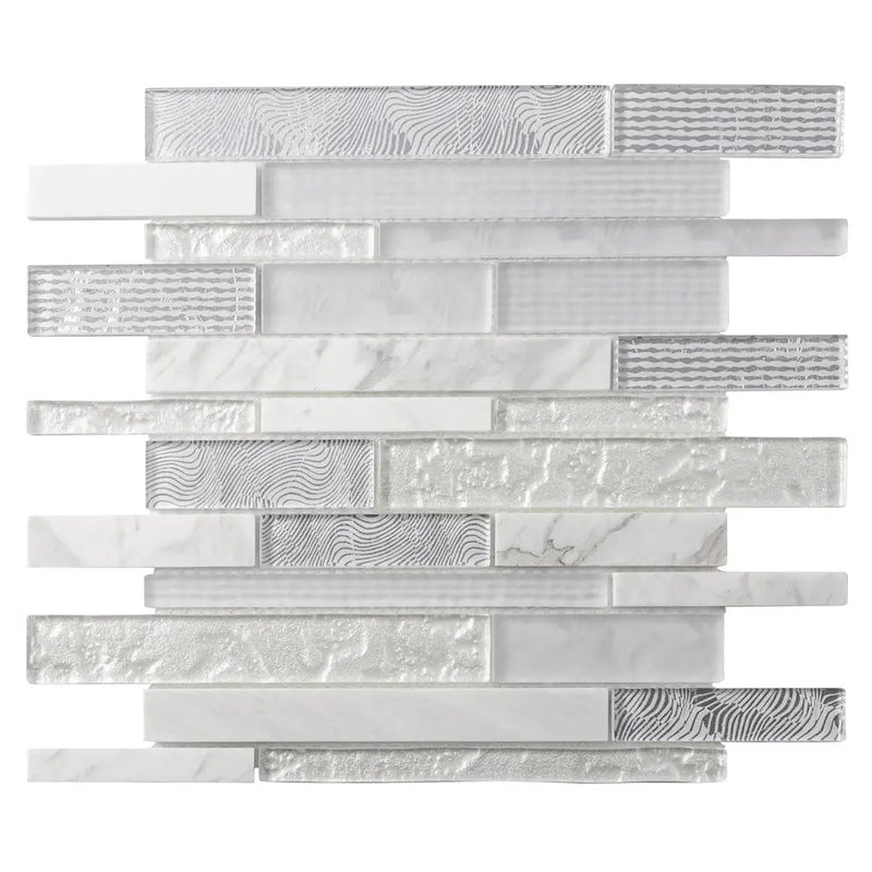 White 12x12 Brick Polished Matte Glass Stone Mosaic Tile (5 pack, 4.83 sq ft/case) by Apollo Tile
