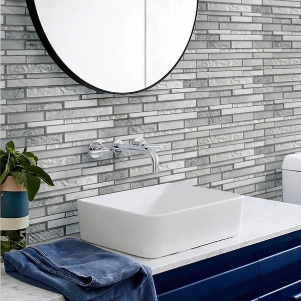 White 12x12 Brick Polished Matte Glass Stone Mosaic Tile (5 pack, 4.83 sq ft/case)