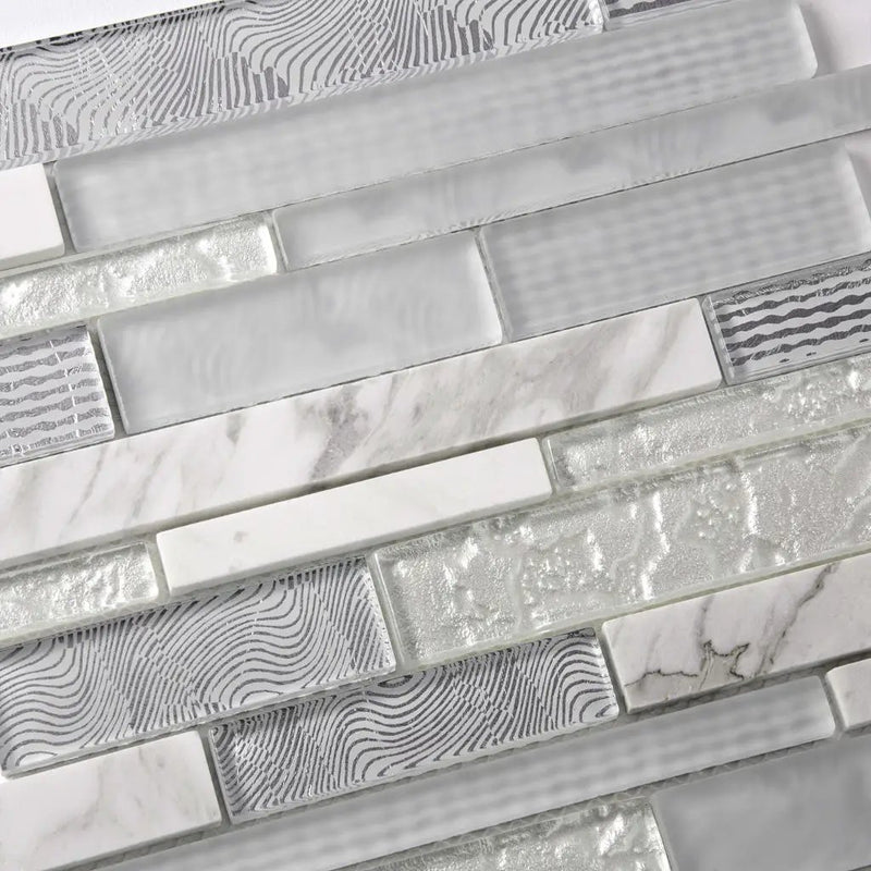 White 12x12 Brick Polished Matte Glass Stone Mosaic Tile (5 pack, 4.83 sq ft/case) by Apollo Tile