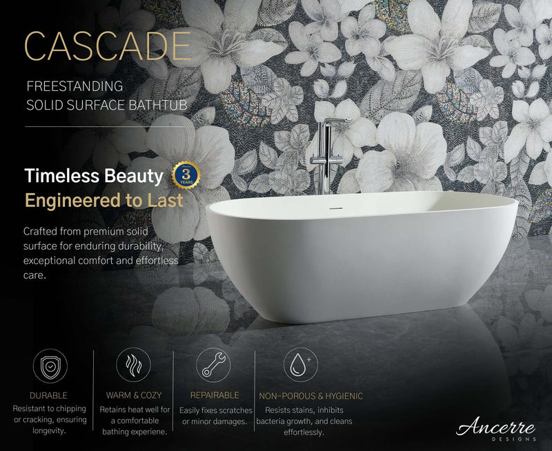 Cascade 69 ” Freestanding Solid Surface Bathtub by Ancerre Designs