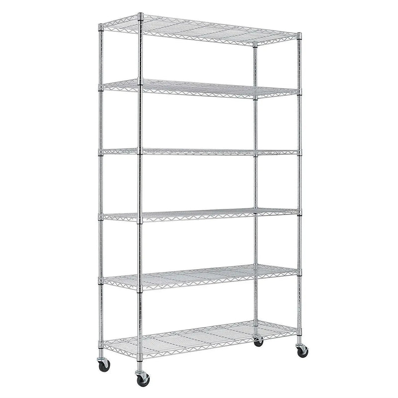 Heavy Duty 6-Shelf Metal Storage Rack Shelving Unit with Casters by HomePacific