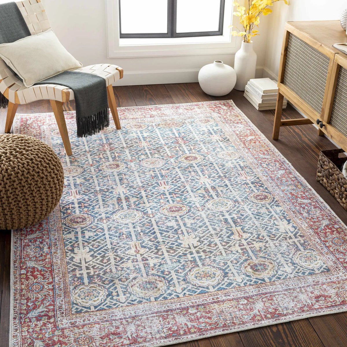 Rust Catadupa Distressed Washable Area Rug - Clearance, installed in a room