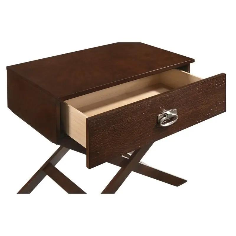 Cappuccino Brown Wood 1-Drawer End Table Nightstand with X Legs by HomePacific