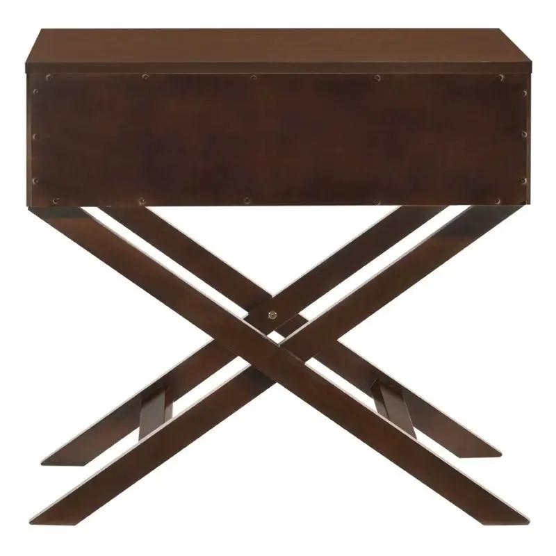 Cappuccino Brown Wood 1-Drawer End Table Nightstand with X Legs by HomePacific
