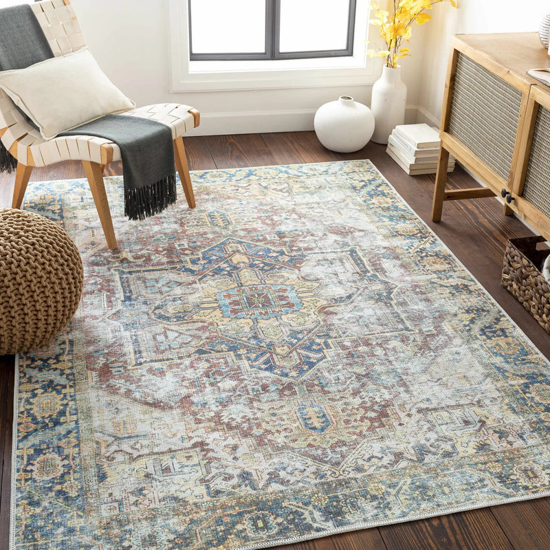 Blue Catigpian Distressed Washable Area Rug - Clearance by Boutique Rugs