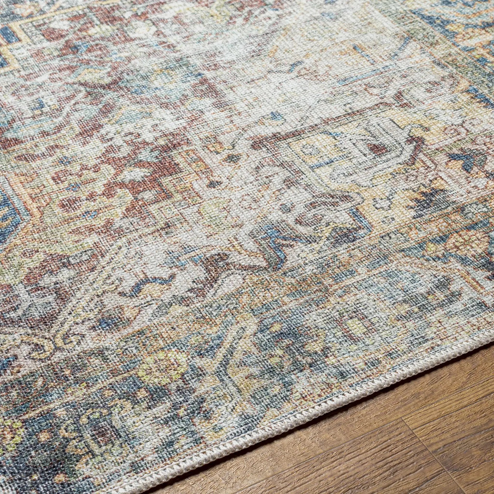 Blue Catigpian Distressed Washable Area Rug - Clearance by Boutique Rugs