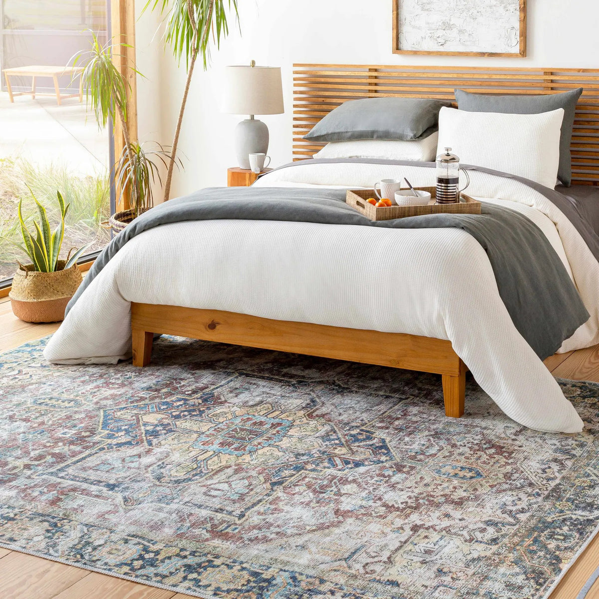 Blue Catigpian Distressed Washable Area Rug - Clearance, installed in a room