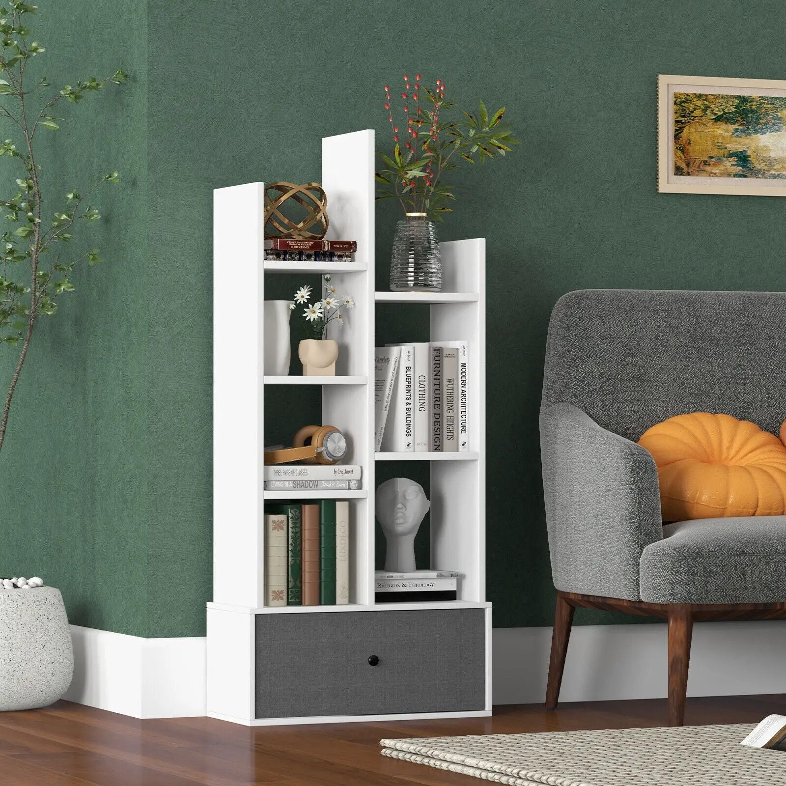 7-Tier Open-Back Bookshelf with Drawer by DirectDeals