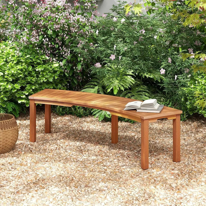 Outdoor 2-Person Backless Wooden Garden Bench with Modern Arch Design by HomePacific