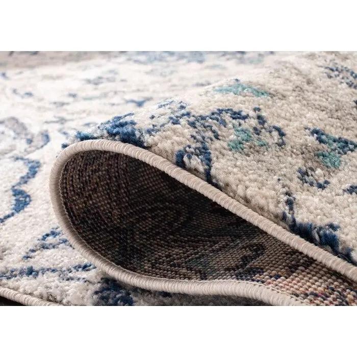 5' x 7' Coastal Blue Grey Damask Indoor Area Rug by HomePacific