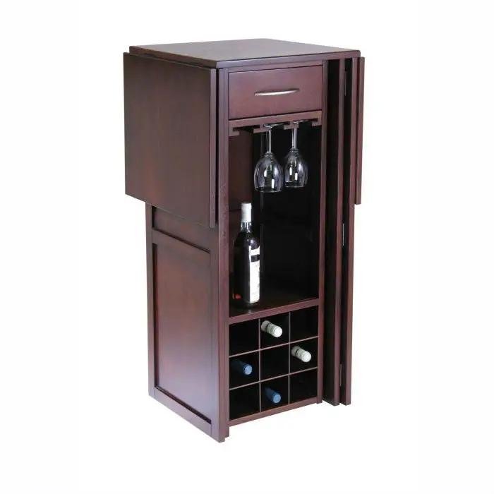 9 Bottle Walnut Wine Bottle Rack Mini Bar Expandable Counter by HomePacific