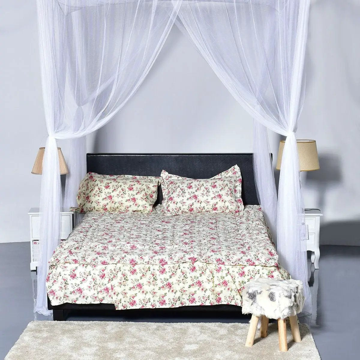 White 4-Post Bed Princess Canopy Net Mosquito Netting for Full or Queen size Beds by HomePacific