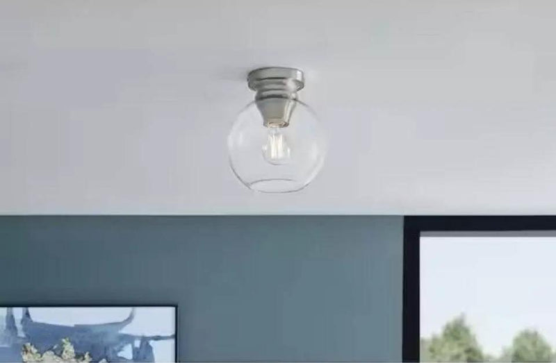 Open Box Home Decorators Collection Evelyn 8 in. Contemporary Brushed Nickel Medium-Base (E26) Bulb Flush Mount for Kitchens by Selzalot