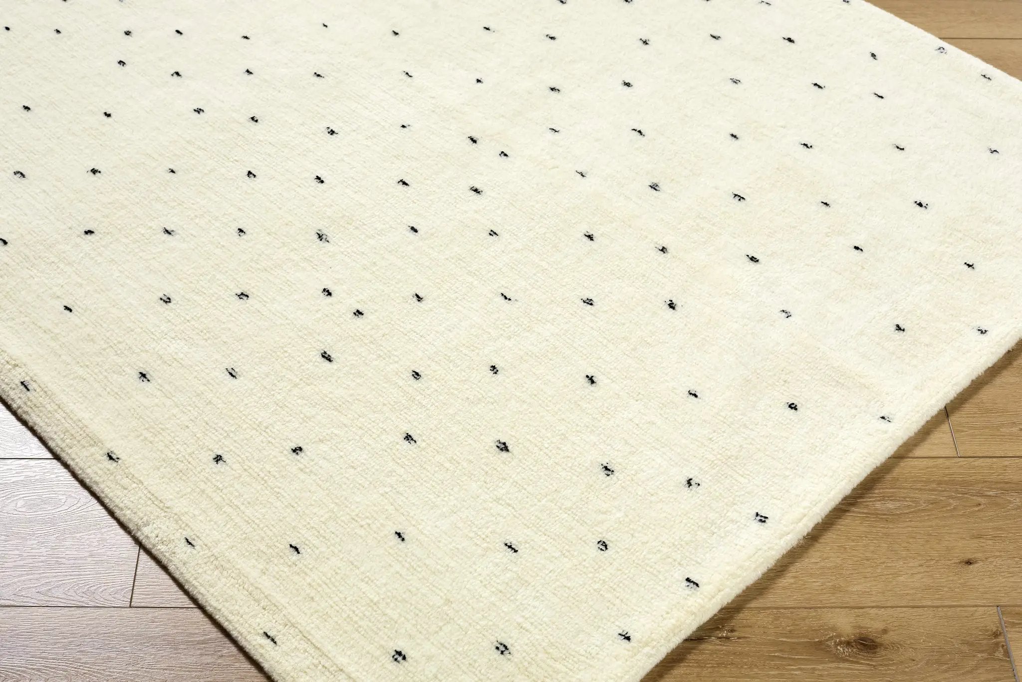Cirila Dotted Ivory Washable Wool Rug by Boutique Rugs