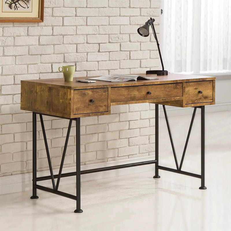 Farmhouse Rustic Home Office 3 Drawer Writing Desk by HomePacific