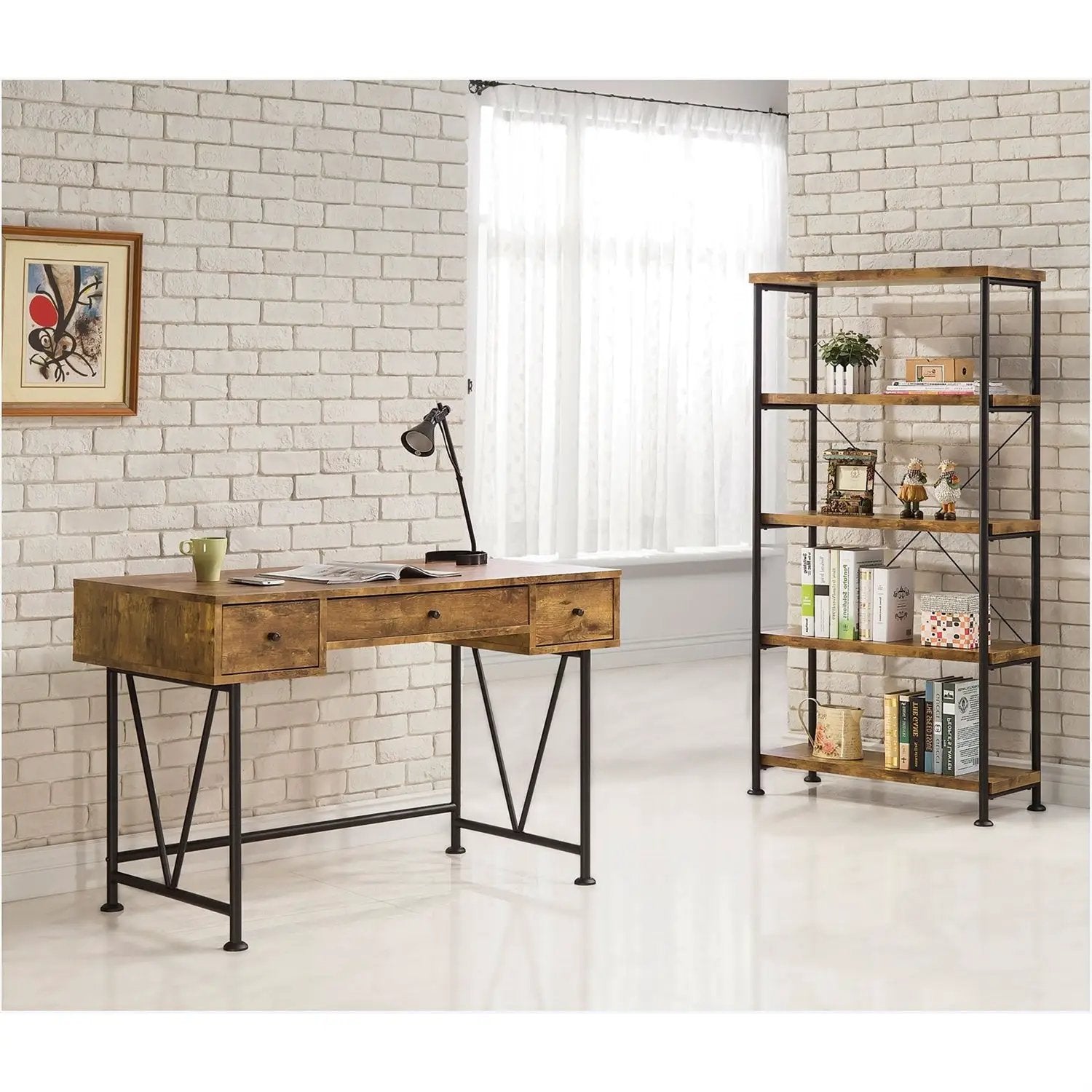 Farmhouse Rustic Home Office 3 Drawer Writing Desk by HomePacific